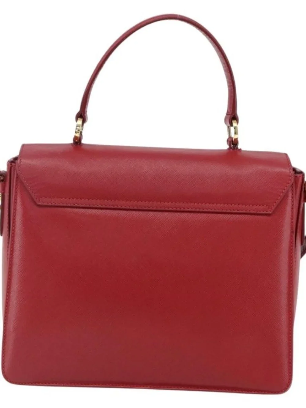 Salvatore Ferragamo Gancini Hand Bag Leather 2way Red Gold Auth 171837